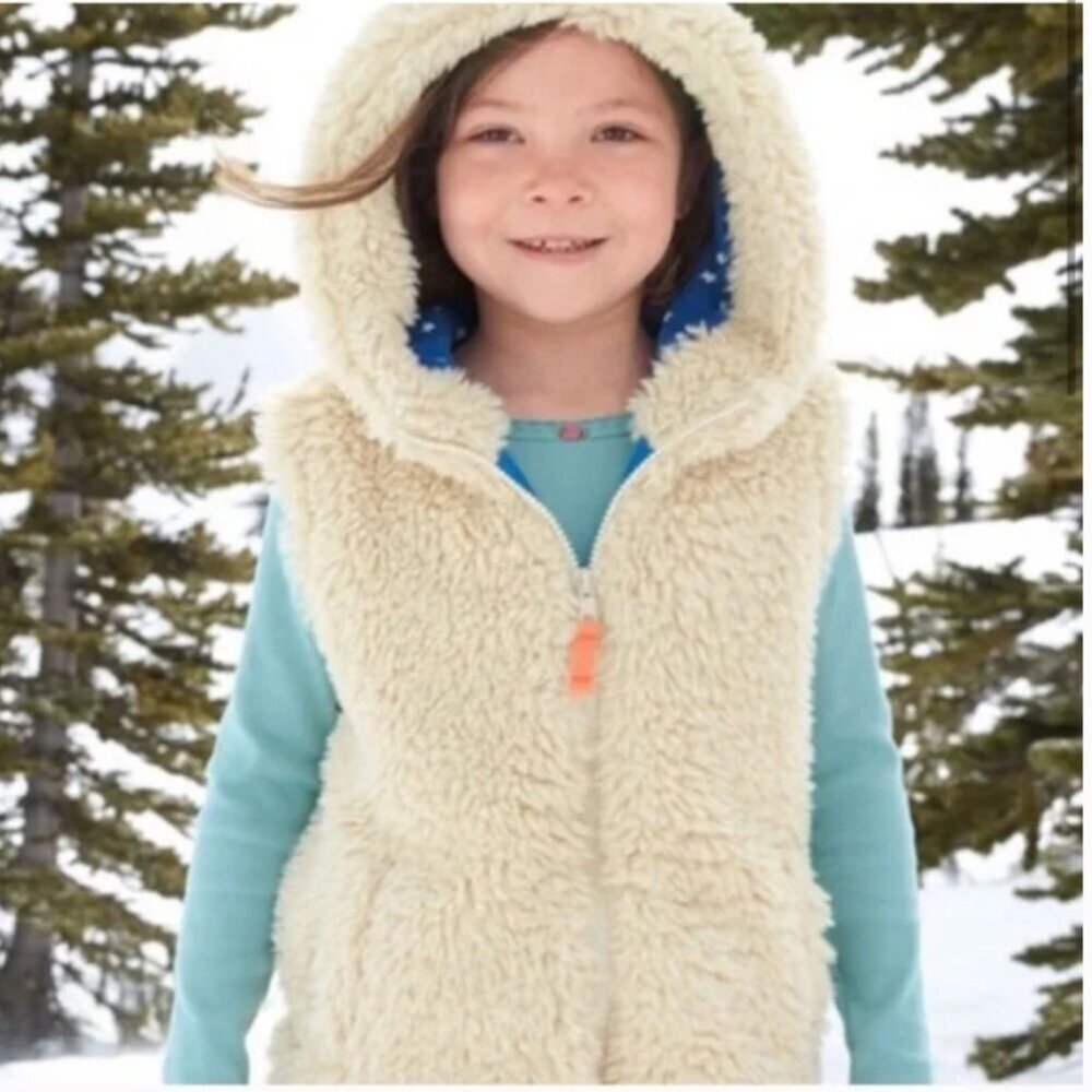 Mini Boden Sherpa Teddy Bear Hooded Fleece Zip Hoodie -